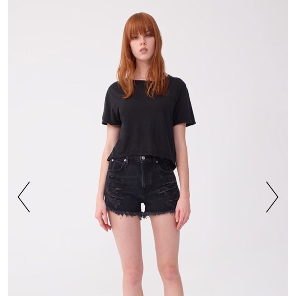 AGOLDE black distressed shorts